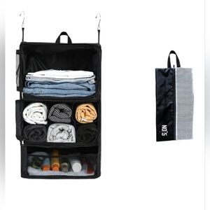 Travel Hanging Organizer Suitcase Compressible Shelves + Shoe Bag (XXL 23.6")